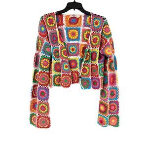 Anthro Wild Orange Tree Tutti Frutti Granny Handmade Cardigan Small